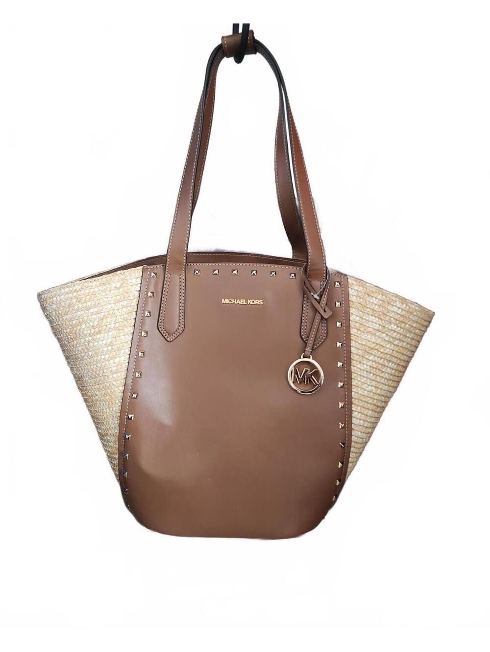 Michael Kors Portia Large Tote (Luggage/Natural Straw)